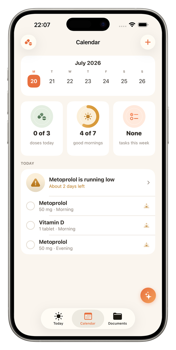Shared calendar with medicines and appointments