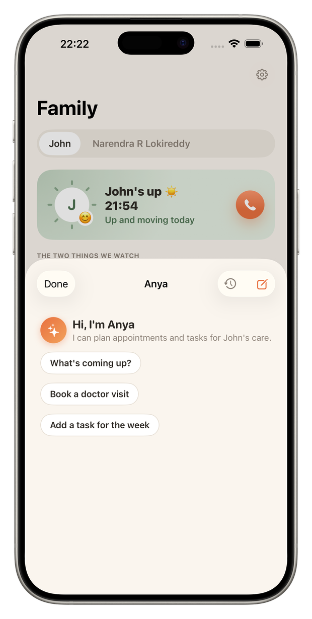 Anya, the in-app care assistant